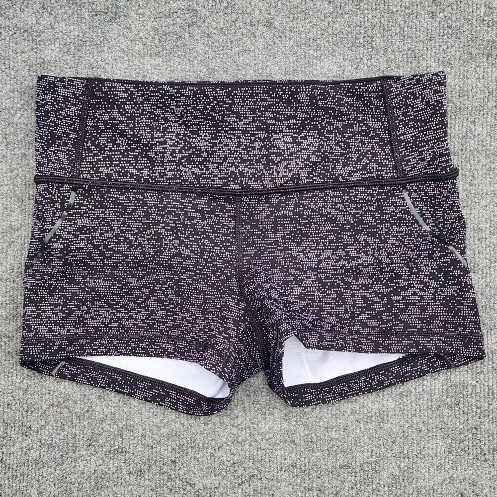 Lululemon Quick Pace Short 2.5 Black White Soundwave Dot‎ Running Shorts Size 6